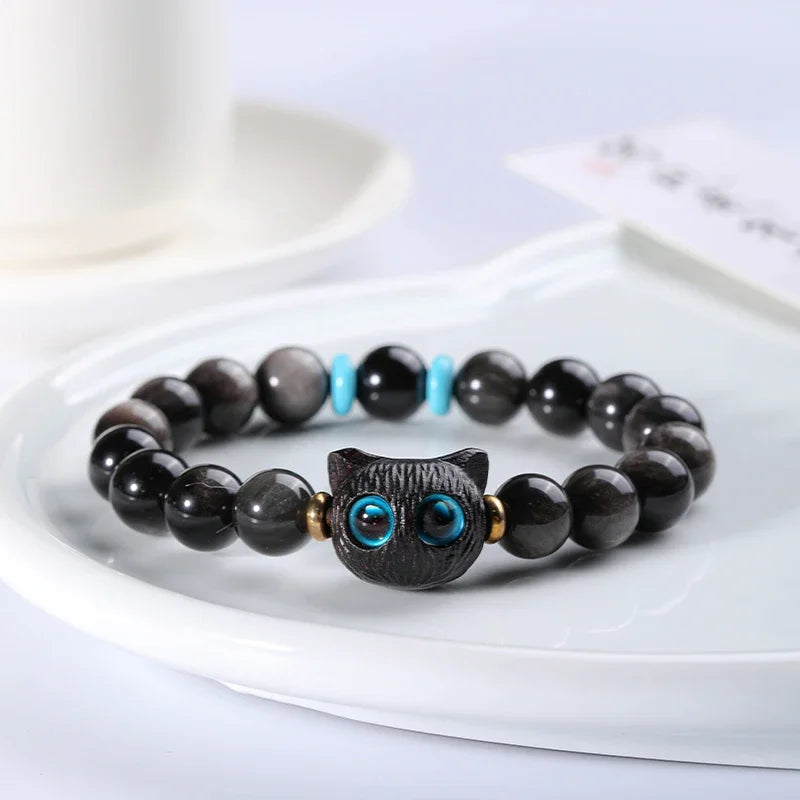 Obsidian Bodhi Bracelet – Twist Design for Luck & Protection