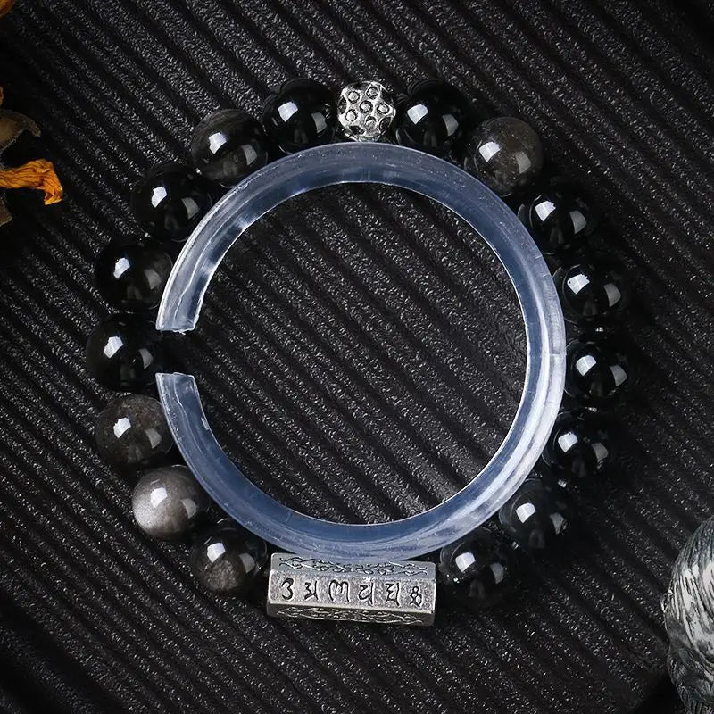 Myth Wukong Obsidian Bracelet – Lucky Buddha Beads for Stress Relief