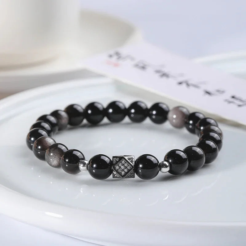 Obsidian Bodhi Bracelet – Twist Design for Luck & Protection