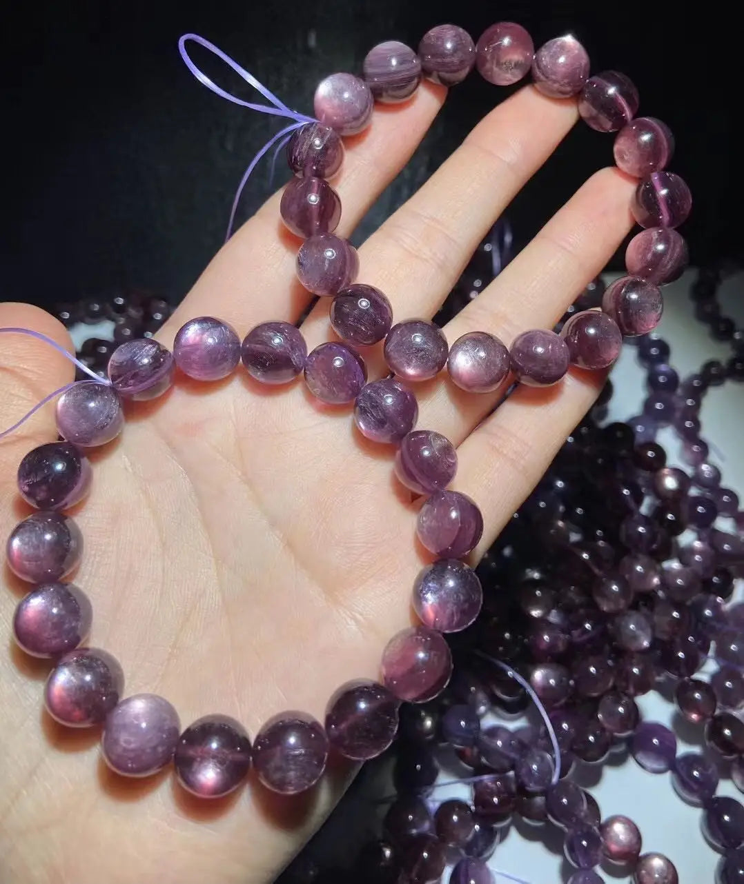 Purple Lepidolite Gem Bracelet – Rare Beads for Jewelry & Healing