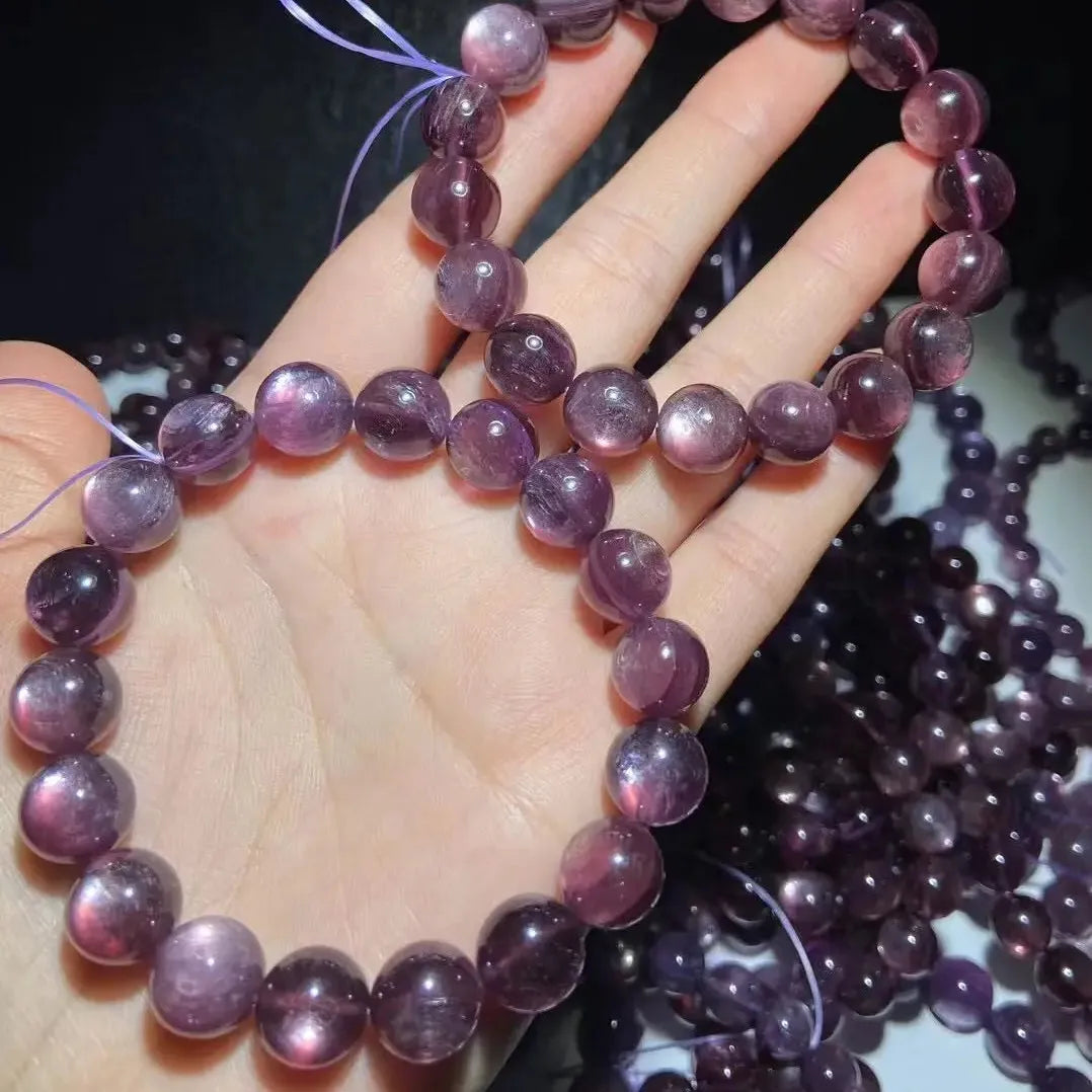Purple Lepidolite Gem Bracelet – Rare Beads for Jewelry & Healing