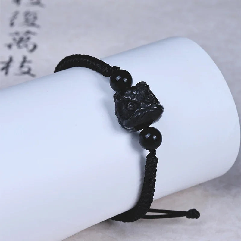 Obsidian Bodhi Bracelet – Twist Design for Luck & Protection