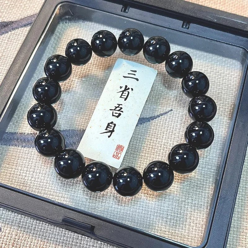 Obsidian Bodhi Bracelet – Twist Design for Luck & Protection