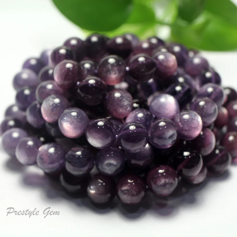 Purple Lepidolite Gem Bracelet – Rare Beads for Jewelry & Healing