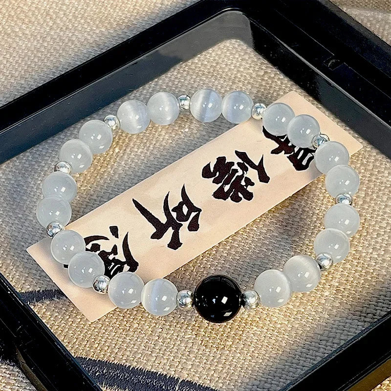 Obsidian Bodhi Bracelet – Twist Design for Luck & Protection