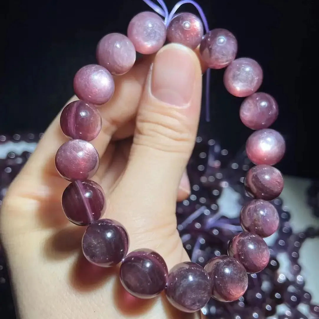 Purple Lepidolite Gem Bracelet – Rare Beads for Jewelry & Healing
