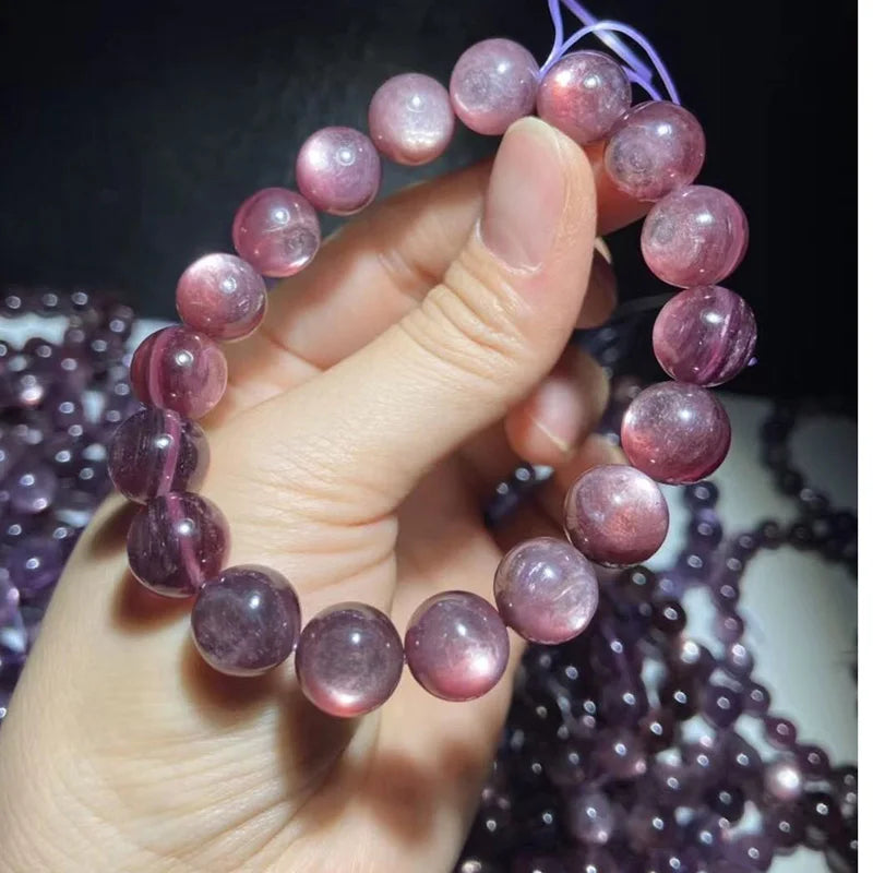 Purple Lepidolite Gem Bracelet – Rare Beads for Jewelry & Healing