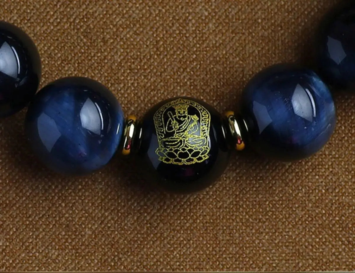 Blue Tiger Eye Bracelet – Men's Amulet with 12 Zodiac Beads
