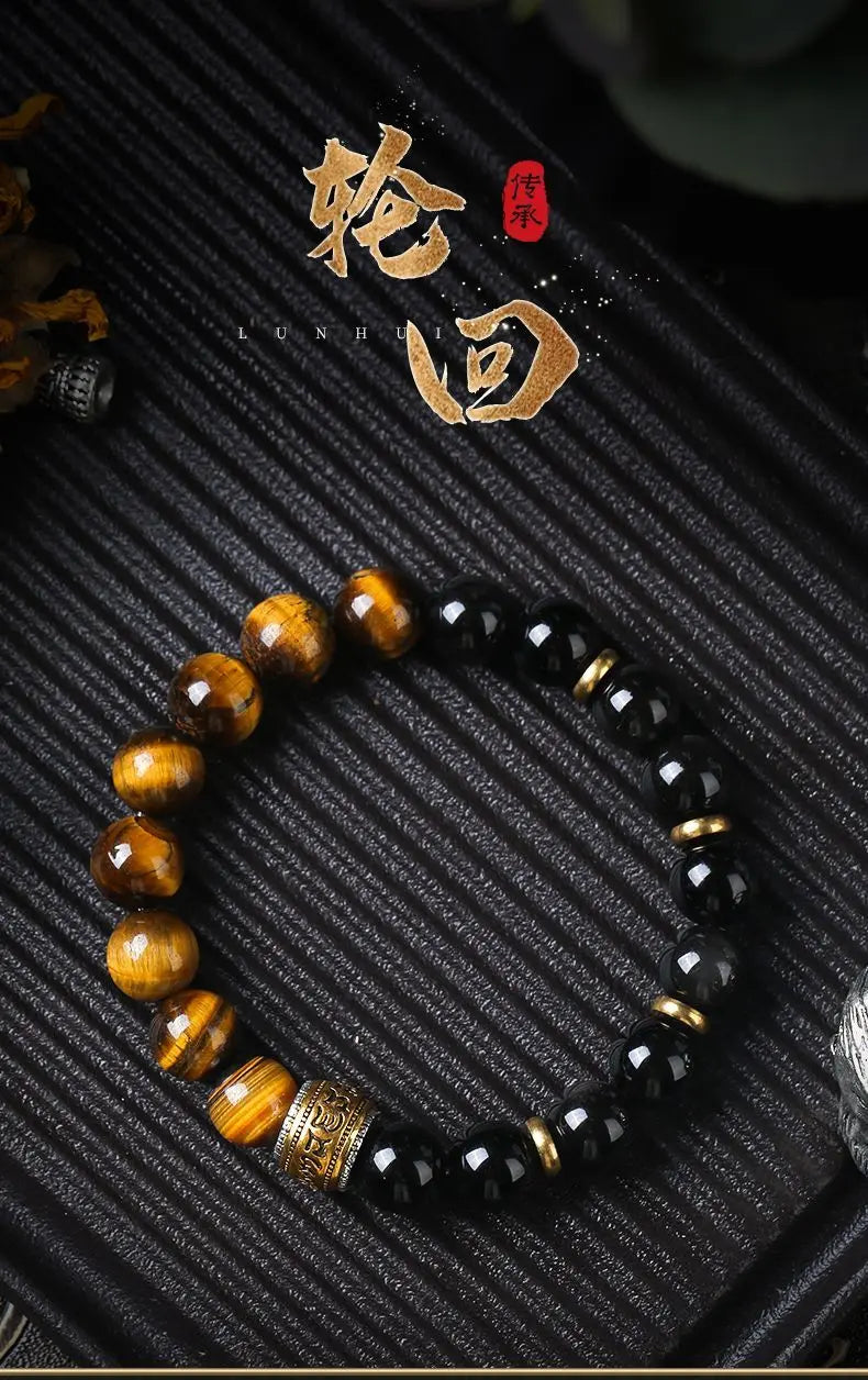 Myth Wukong Obsidian Bracelet – Lucky Buddha Beads for Stress Relief