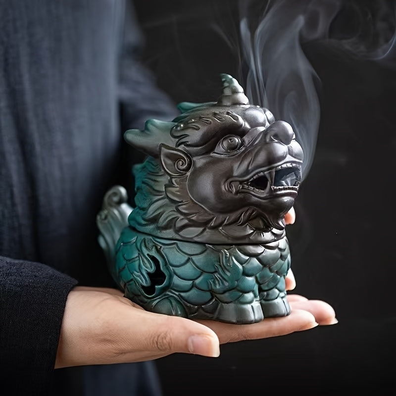Money Dragon Incense Burner – Ceramic Feng Shui Gift for Fortune