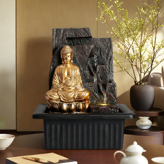 LED Buddha Fountain – Tabletop Decor for Peaceful Vibes