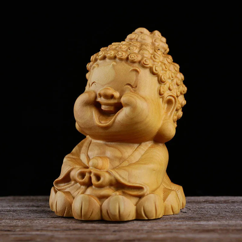 Boxwood Carving Q Version Cartoon Small Tathagata Home Feng