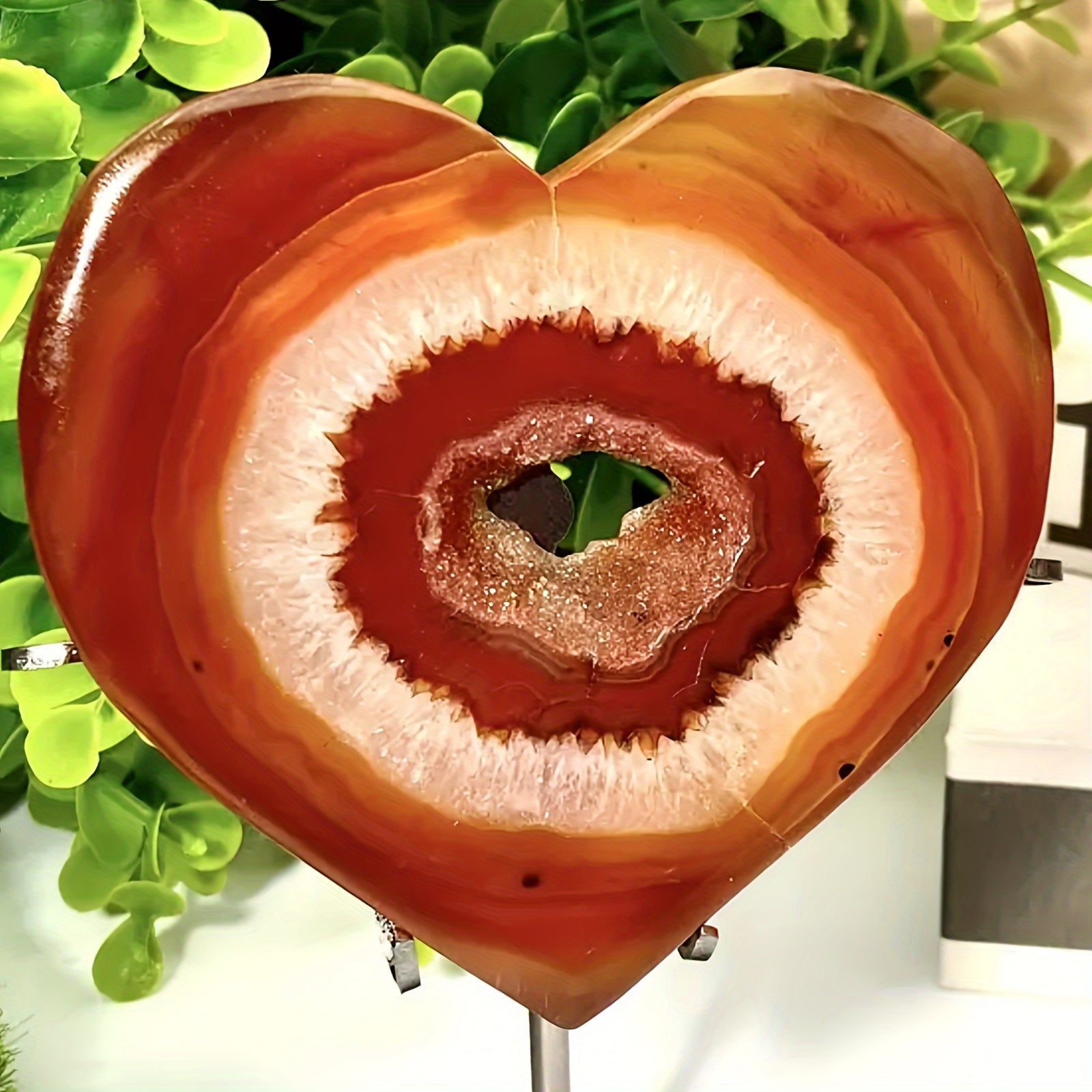 1pc CRYSTALHOLA Carnelian Crystal Heart Red Agate Geode Clus