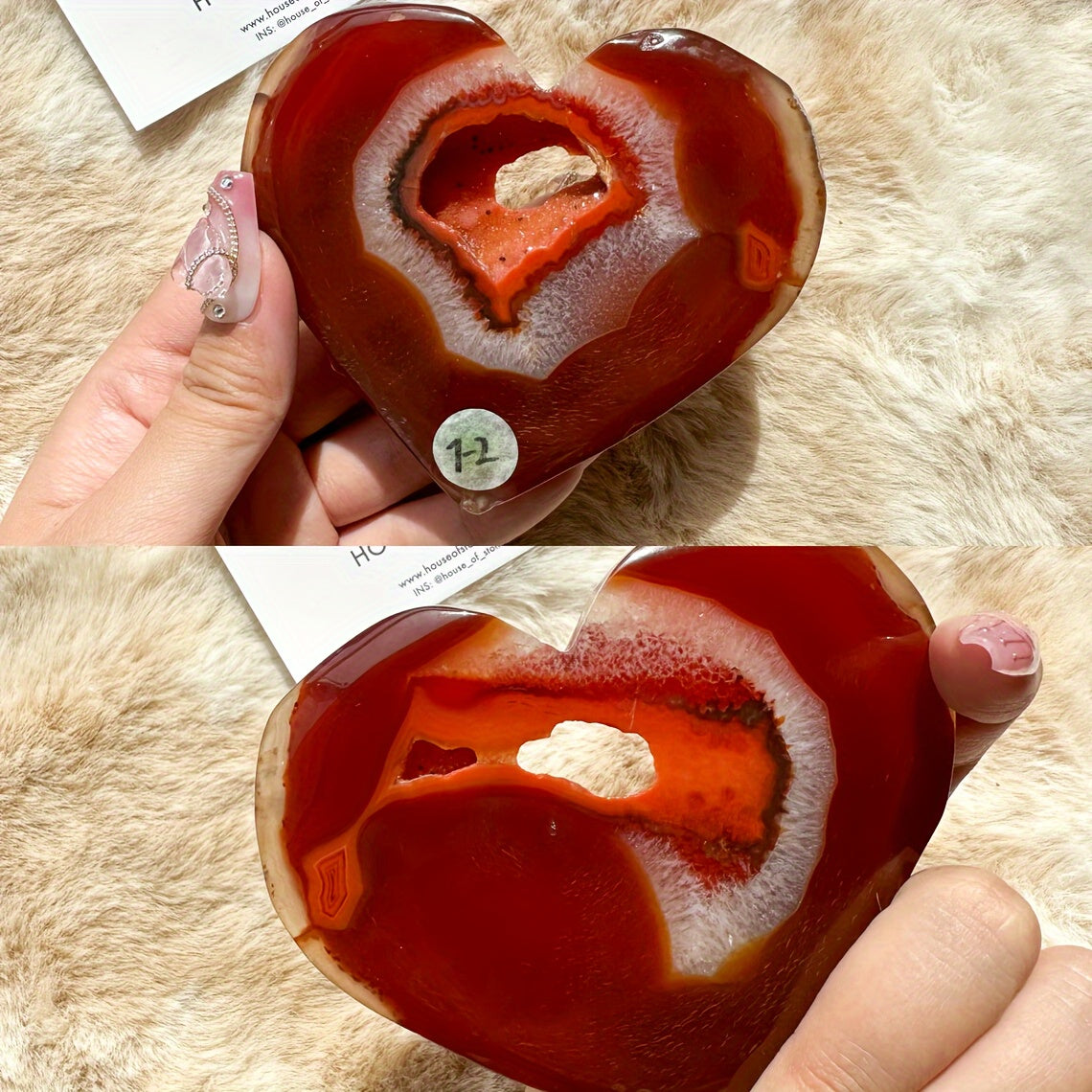1pc CRYSTALHOLA Carnelian Crystal Heart Red Agate Geode Clus
