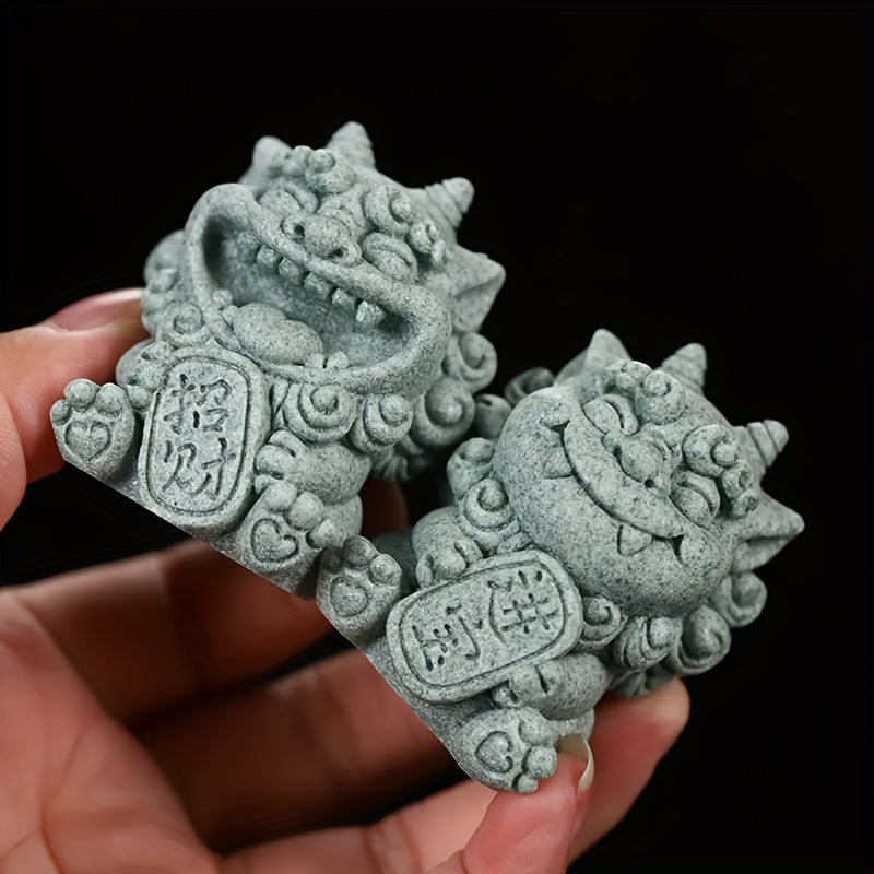 Sandstone Pixiu Figurine – Feng Shui Wealth Guardian for Desk Decor