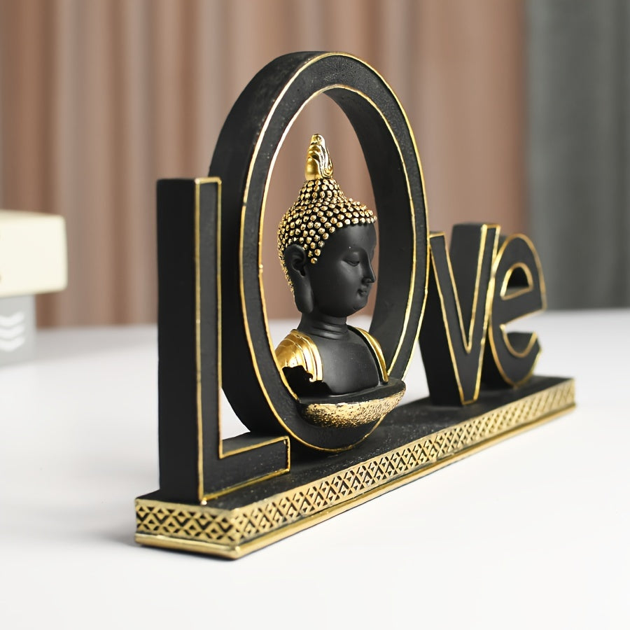 Love-Themed Buddha Statue - Resin Home Decor for Living Room