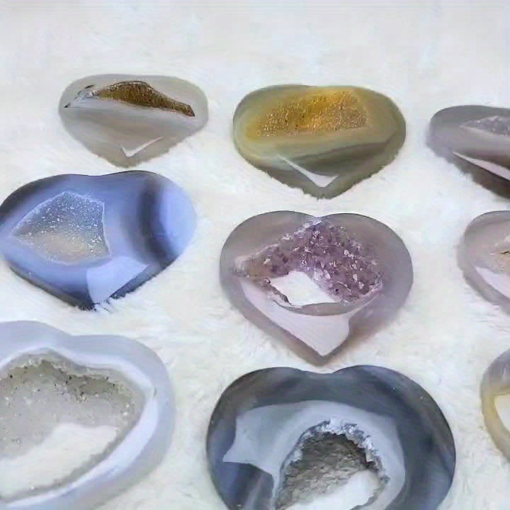 1pc Agate Love Shaped Stone Ornaments, Home Decoration, Holi
