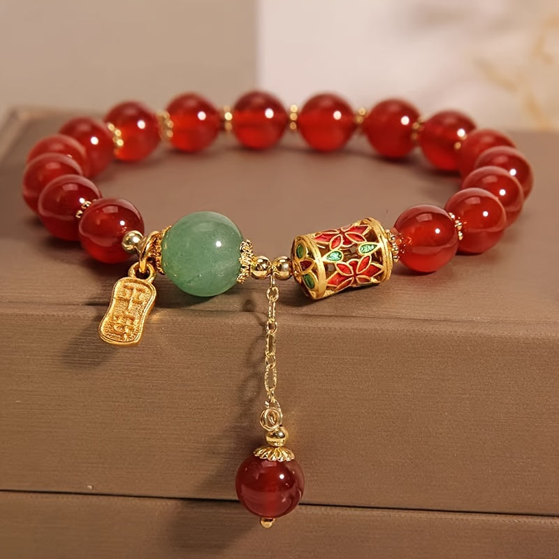 Red Agate Bracelet – Elegant Adjustable Charm, Perfect Gift for Her