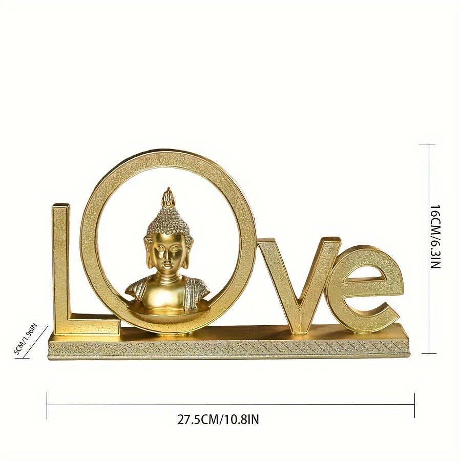 Love-Themed Buddha Statue - Resin Home Decor for Living Room