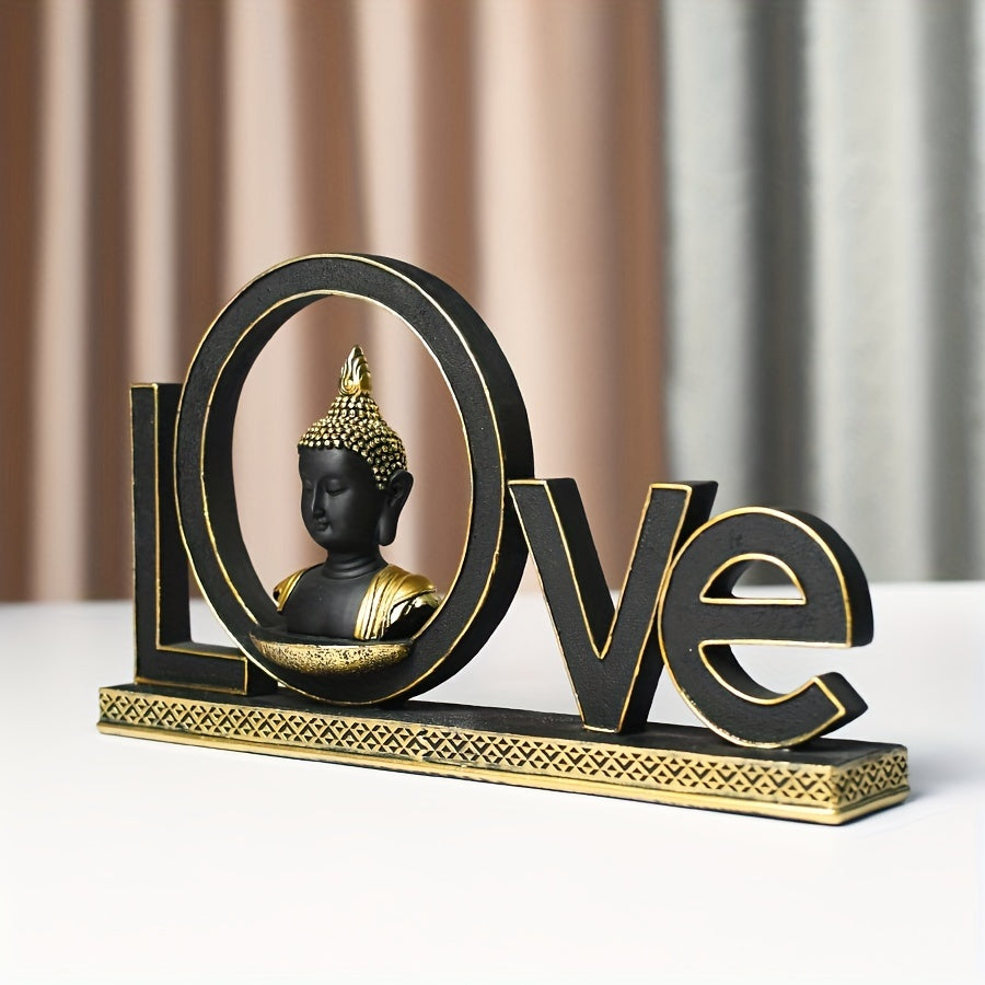 Love-Themed Buddha Statue - Resin Home Decor for Living Room