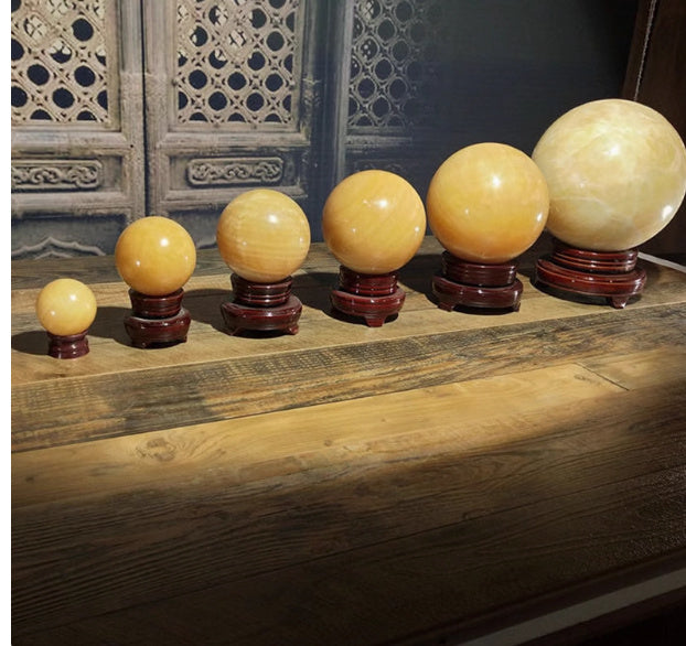 Natural Citrine Ball Ornaments Lucky Feng Shui