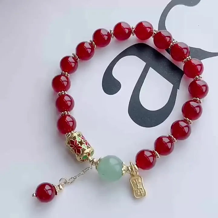 Red Agate Bracelet – Elegant Adjustable Charm, Perfect Gift for Her