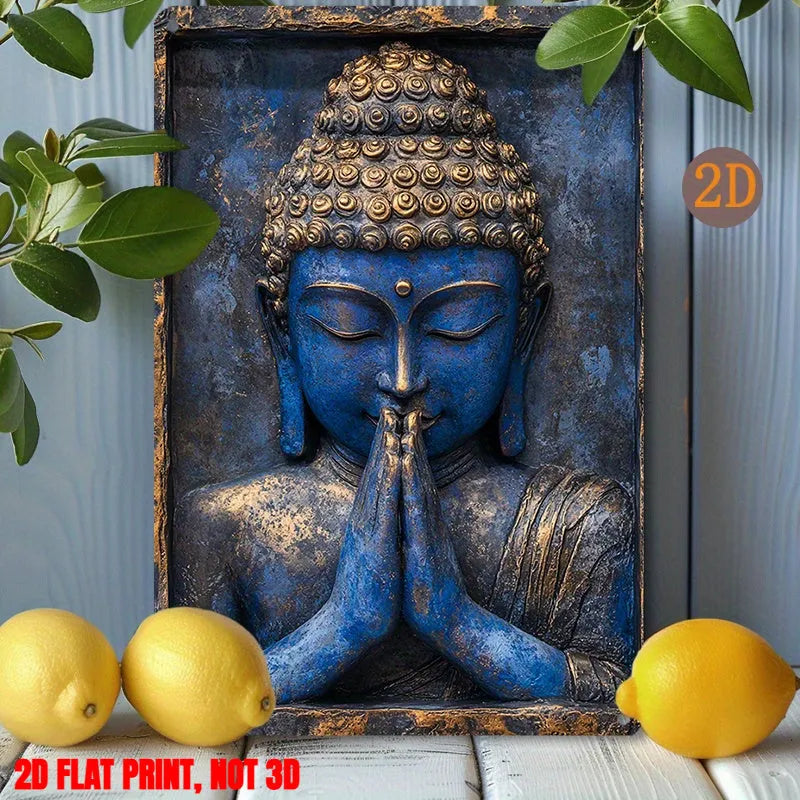 Blue Buddha Wall Art – Retro Accent for Calm Living