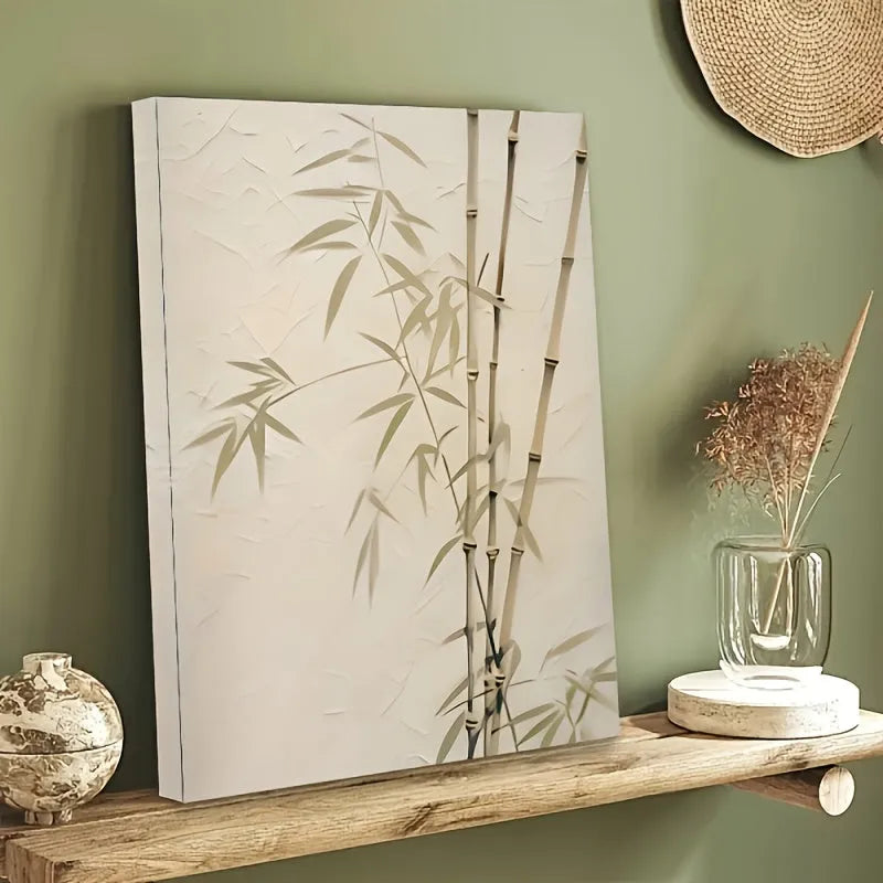 Japanese Bamboo Wall Art – Minimalist Wabi-Sabi Canvas Print