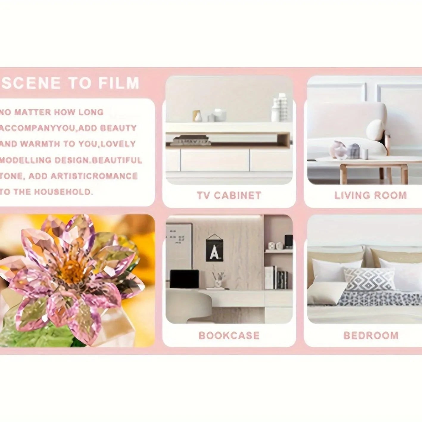 [Elegant Crystal Lotus Ornament] Pink Crystal Lotus Flower G