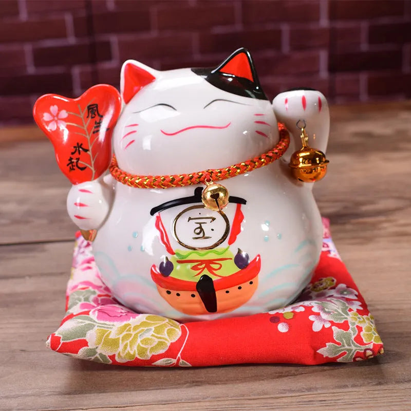 Ceramic Lucky Cat – Feng Shui Charm for Wealth & Good Vibes