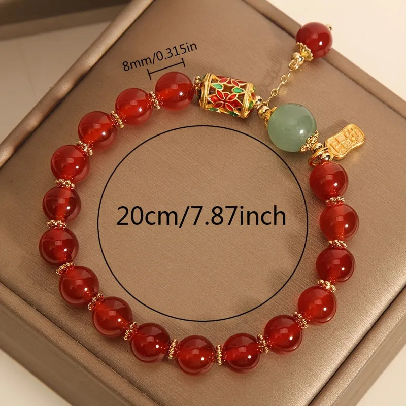Red Agate Bracelet – Elegant Adjustable Charm, Perfect Gift for Her