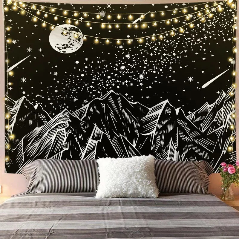 Mandala Tapestry For Home Decor White Black Sun And Moon