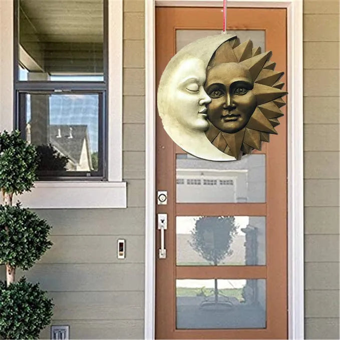 Creative And Simple Sun And Moon Outdoor Wall Hanging