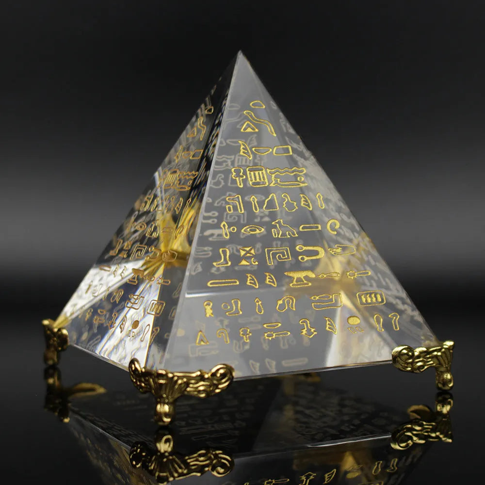 New Hieroglyphs Pyramid Crystal Feng Shui Stone Yoga Energy