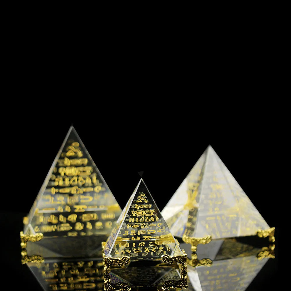 New Hieroglyphs Pyramid Crystal Feng Shui Stone Yoga Energy