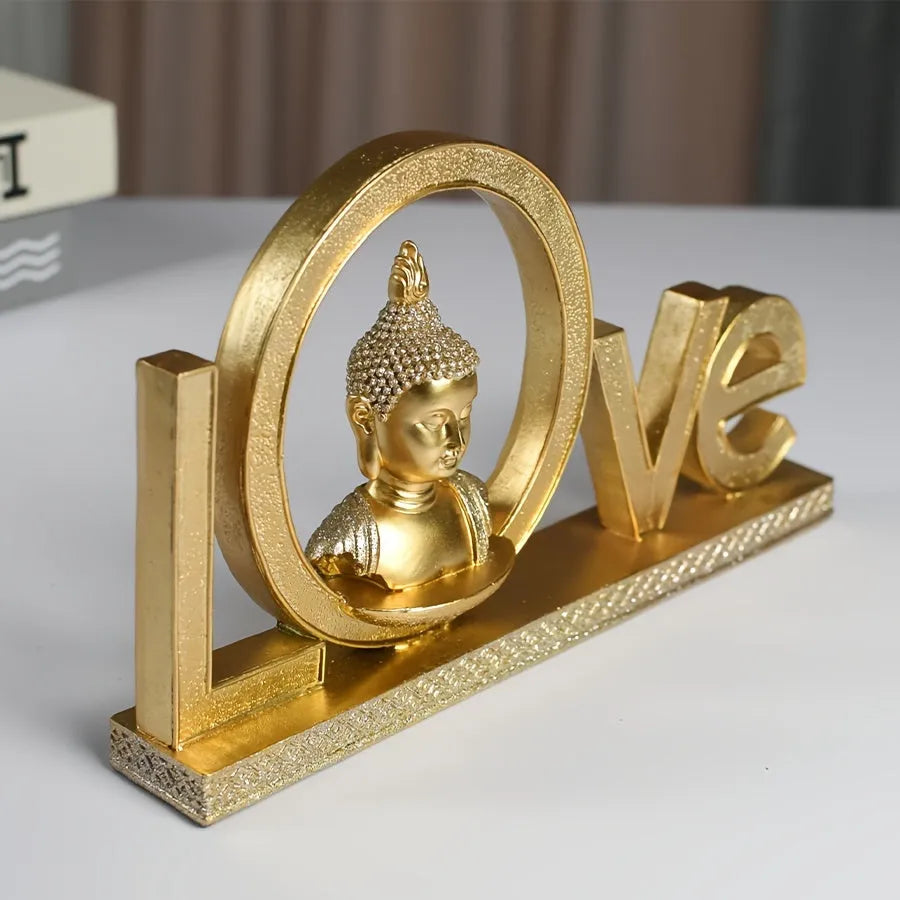 Love-Themed Buddha Statue - Resin Home Decor for Living Room