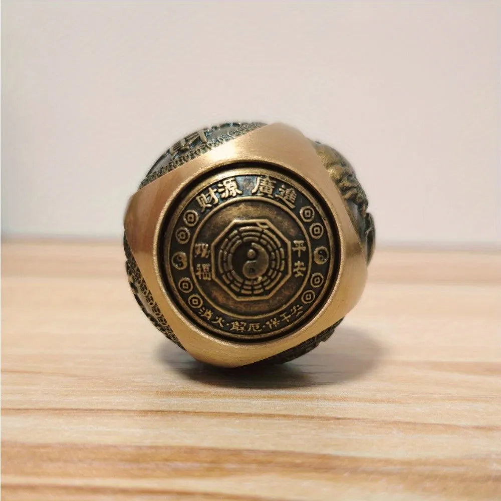 1pc Vintage Brass Six-sided Small Ornament, A Spherical Deco