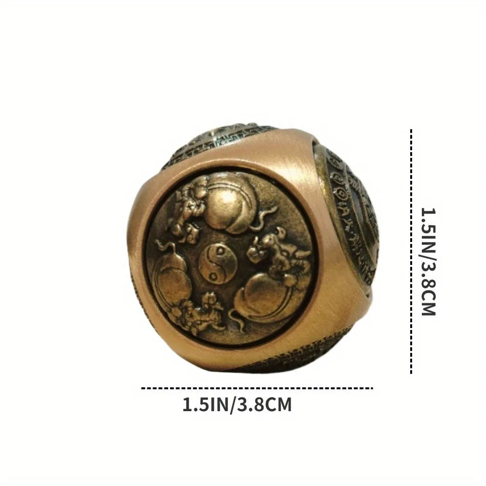 1pc Vintage Brass Six-sided Small Ornament, A Spherical Deco