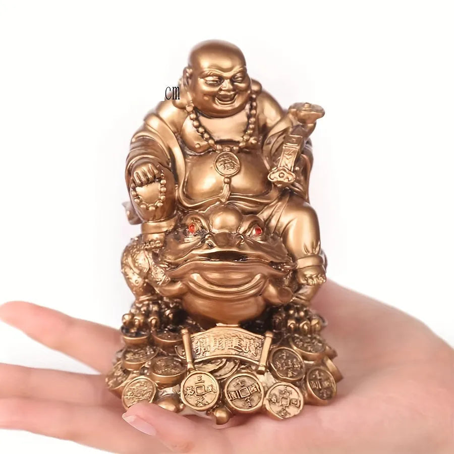 Golden Laughing Buddha Statue – Feng Shui Wealth & Joy Charm