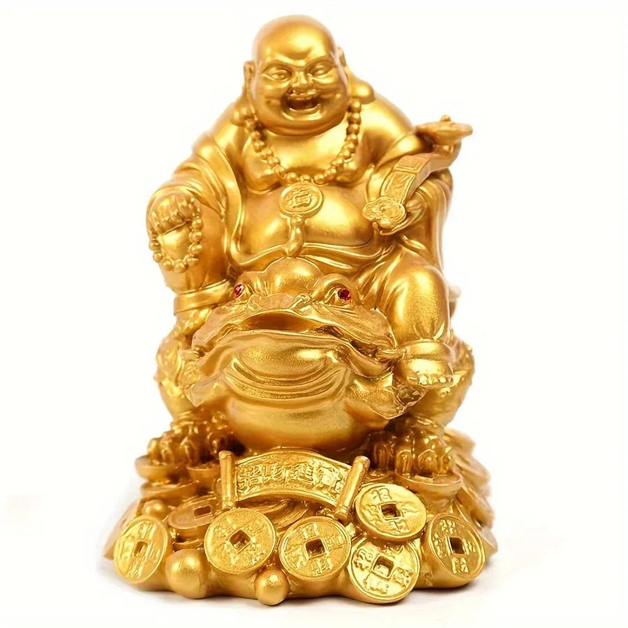 Golden Laughing Buddha Statue – Feng Shui Wealth & Joy Charm