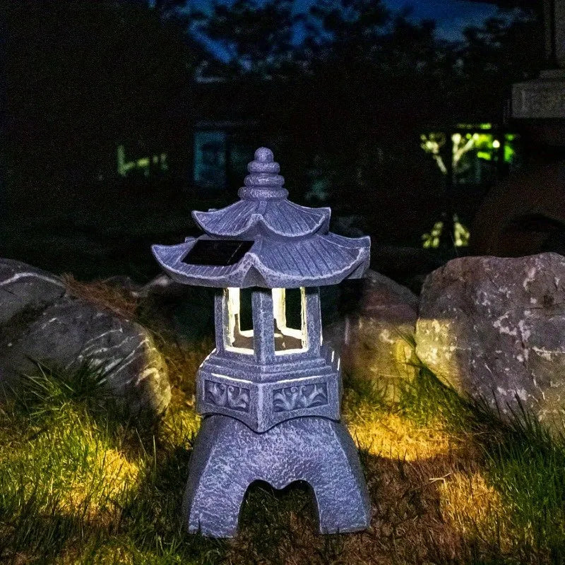 Solar Pagoda Statue – Tranquil Light for Garden Harmony