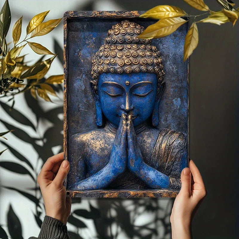 Blue Buddha Wall Art – Retro Accent for Calm Living