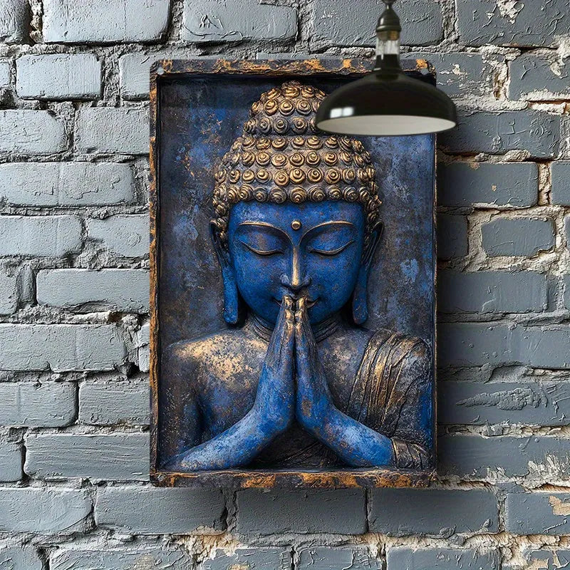 Blue Buddha Wall Art – Retro Accent for Calm Living