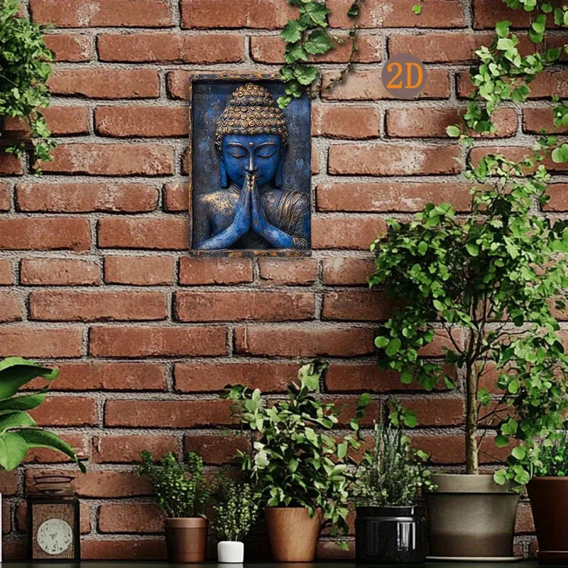 Blue Buddha Wall Art – Retro Accent for Calm Living