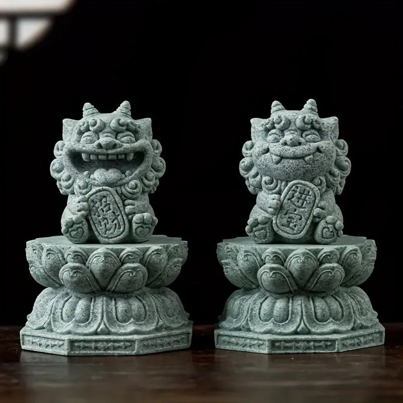 Sandstone Pixiu Figurine – Feng Shui Wealth Guardian for Desk Decor