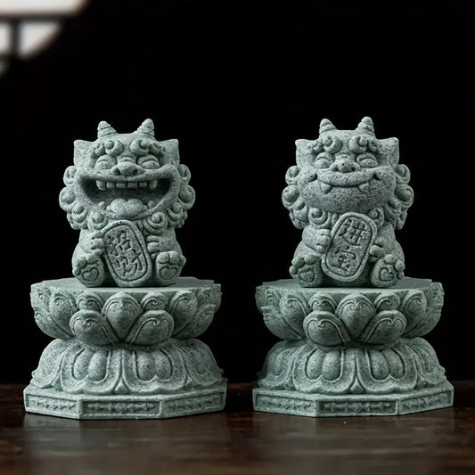 Sandstone Pixiu Figurine – Feng Shui Wealth Guardian for Desk Decor