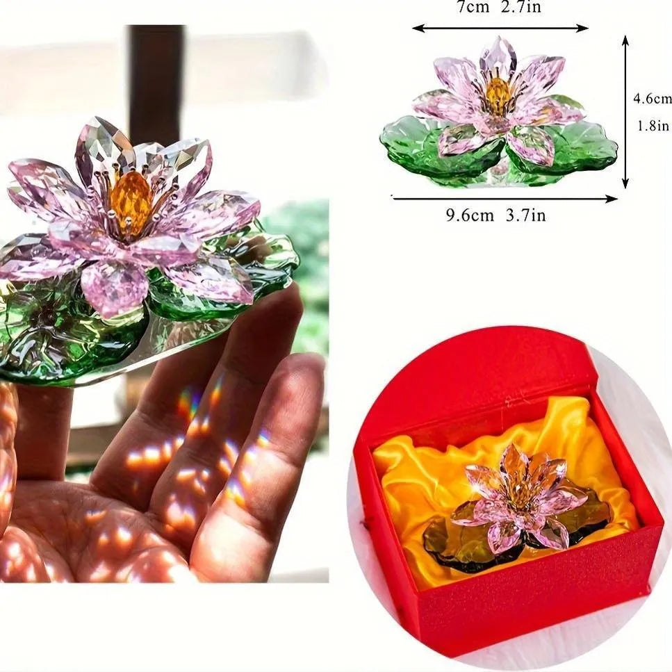 [Elegant Crystal Lotus Ornament] Pink Crystal Lotus Flower G