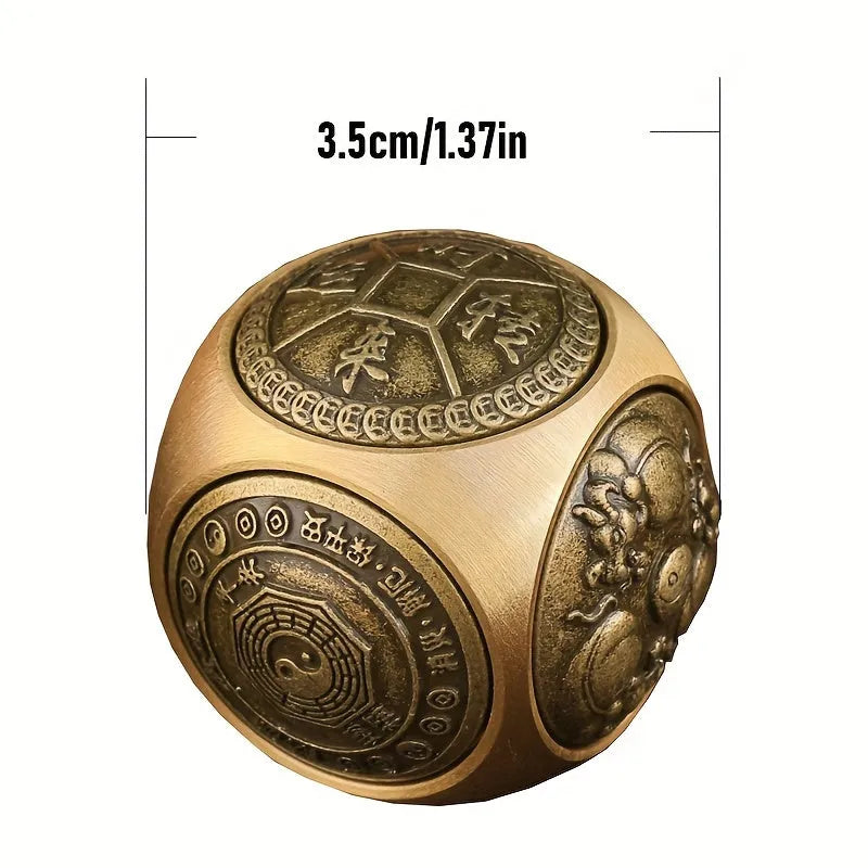 Elegant Brass Six-Sided Rotating Ball - Relax & Wealth Attra