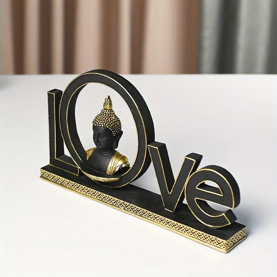 Love-Themed Buddha Statue - Resin Home Decor for Living Room