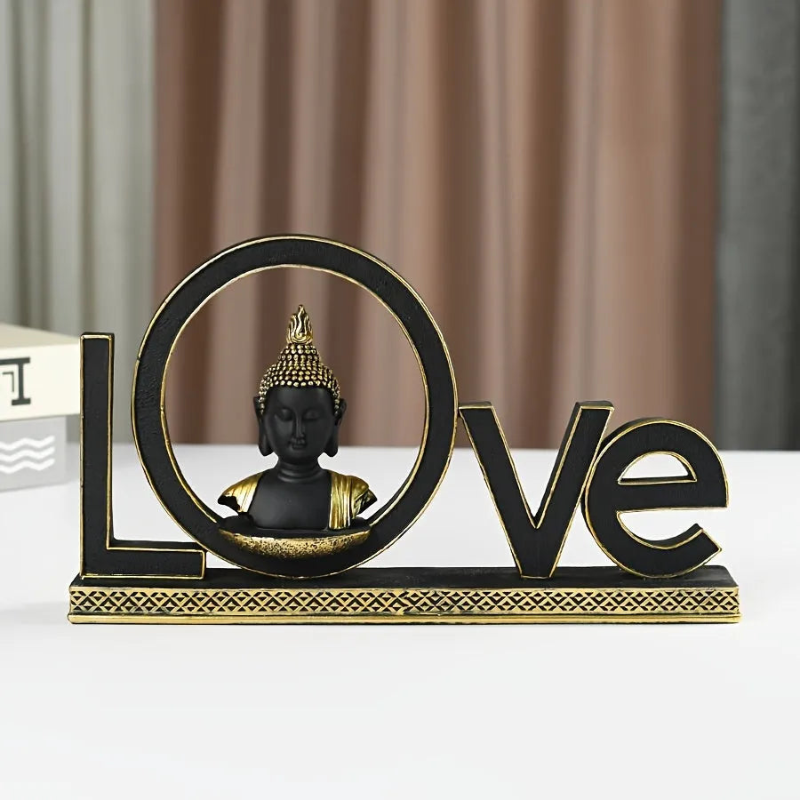 Love-Themed Buddha Statue - Resin Home Decor for Living Room